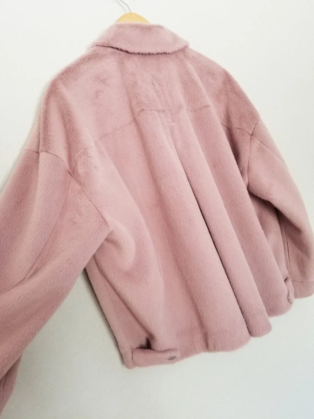 Free People We the Free Cozy Opal Swing Jacket in Pink Size S Faux Fur Teddy $98